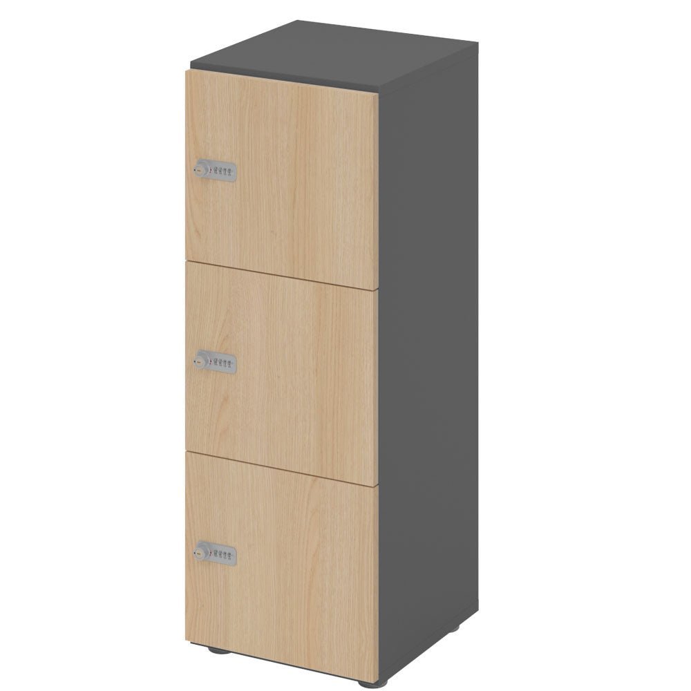 Schließfachschrank - 3 Fächer H110 cm - Locker - Garderobenschrank - fertig montiert - Schranksystem Plus - auf Rechnung bestellen und sparen - Büromöbel Plus