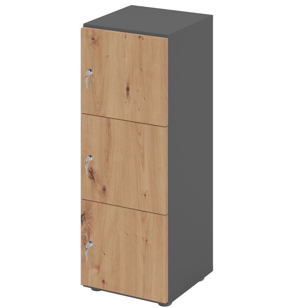 Schließfachschrank - 3 Fächer H110 cm - Locker - Garderobenschrank - fertig montiert - Schranksystem Plus - auf Rechnung bestellen und sparen - Büromöbel Plus