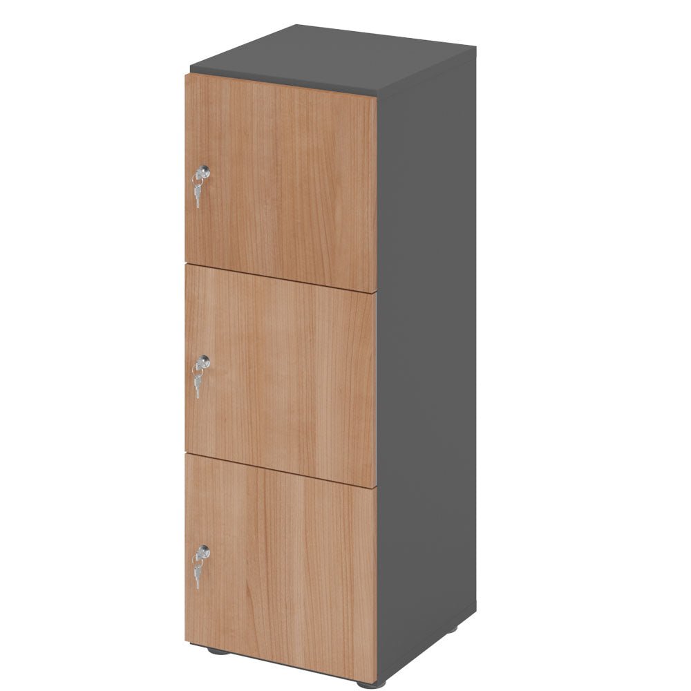 Schließfachschrank - 3 Fächer H110 cm - Locker - Garderobenschrank - fertig montiert - Schranksystem Plus - auf Rechnung bestellen und sparen - Büromöbel Plus