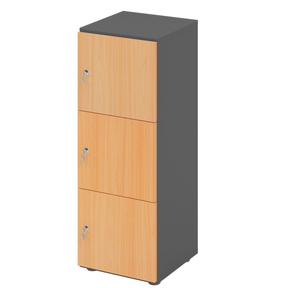 Schließfachschrank - 3 Fächer H110 cm - Locker - Garderobenschrank - fertig montiert - Schranksystem Plus - auf Rechnung bestellen und sparen - Büromöbel Plus