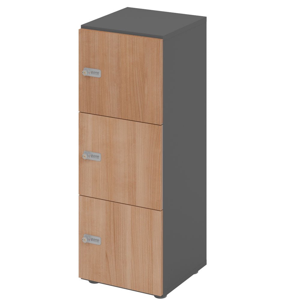 Schließfachschrank - 3 Fächer H110 cm - Locker - Garderobenschrank - fertig montiert - Schranksystem Plus - auf Rechnung bestellen und sparen - Büromöbel Plus