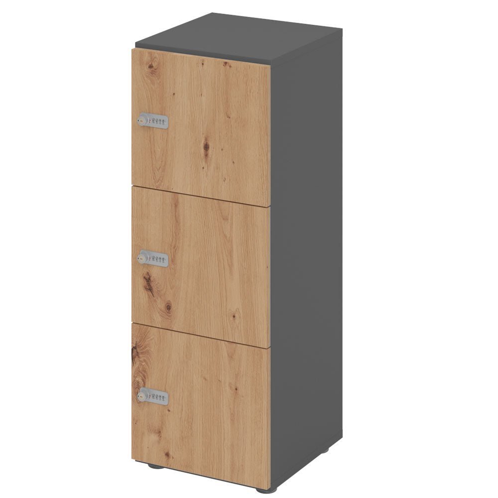 Schließfachschrank - 3 Fächer H110 cm - Locker - Garderobenschrank - fertig montiert - Schranksystem Plus - auf Rechnung bestellen und sparen - Büromöbel Plus