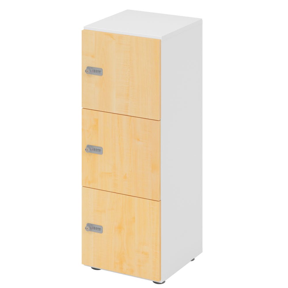 Schließfachschrank - 3 Fächer H110 cm - Locker - Garderobenschrank - fertig montiert - Schranksystem Plus - auf Rechnung bestellen und sparen - Büromöbel Plus