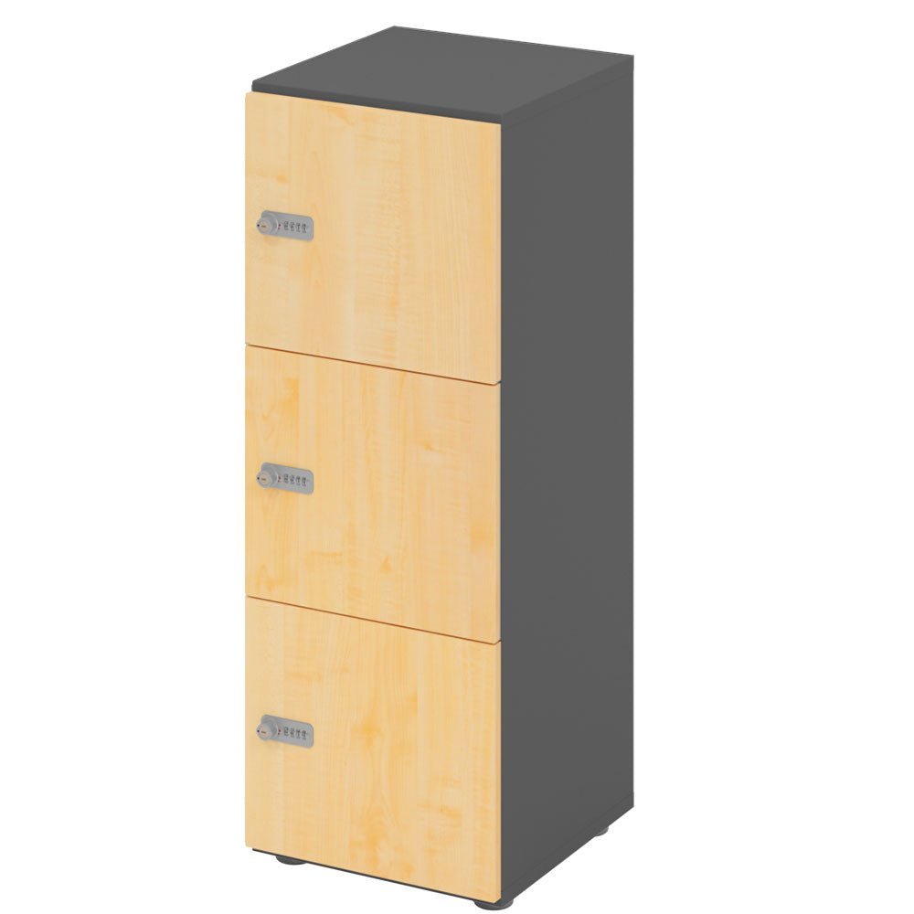 Schließfachschrank - 3 Fächer H110 cm - Locker - Garderobenschrank - fertig montiert - Schranksystem Plus - auf Rechnung bestellen und sparen - Büromöbel Plus