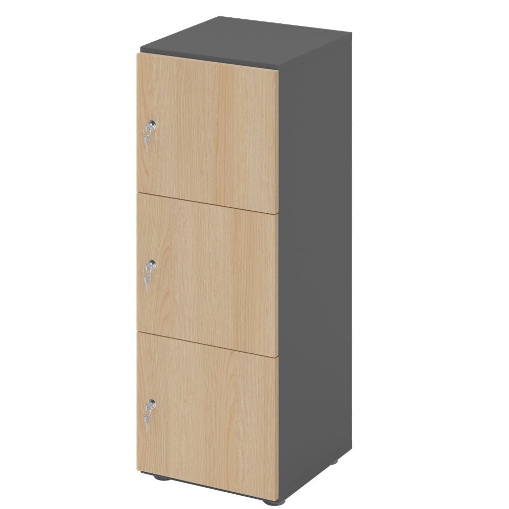 Schließfachschrank - 3 Fächer H110 cm - Locker - Garderobenschrank - fertig montiert - Schranksystem Plus - auf Rechnung bestellen und sparen - Büromöbel Plus