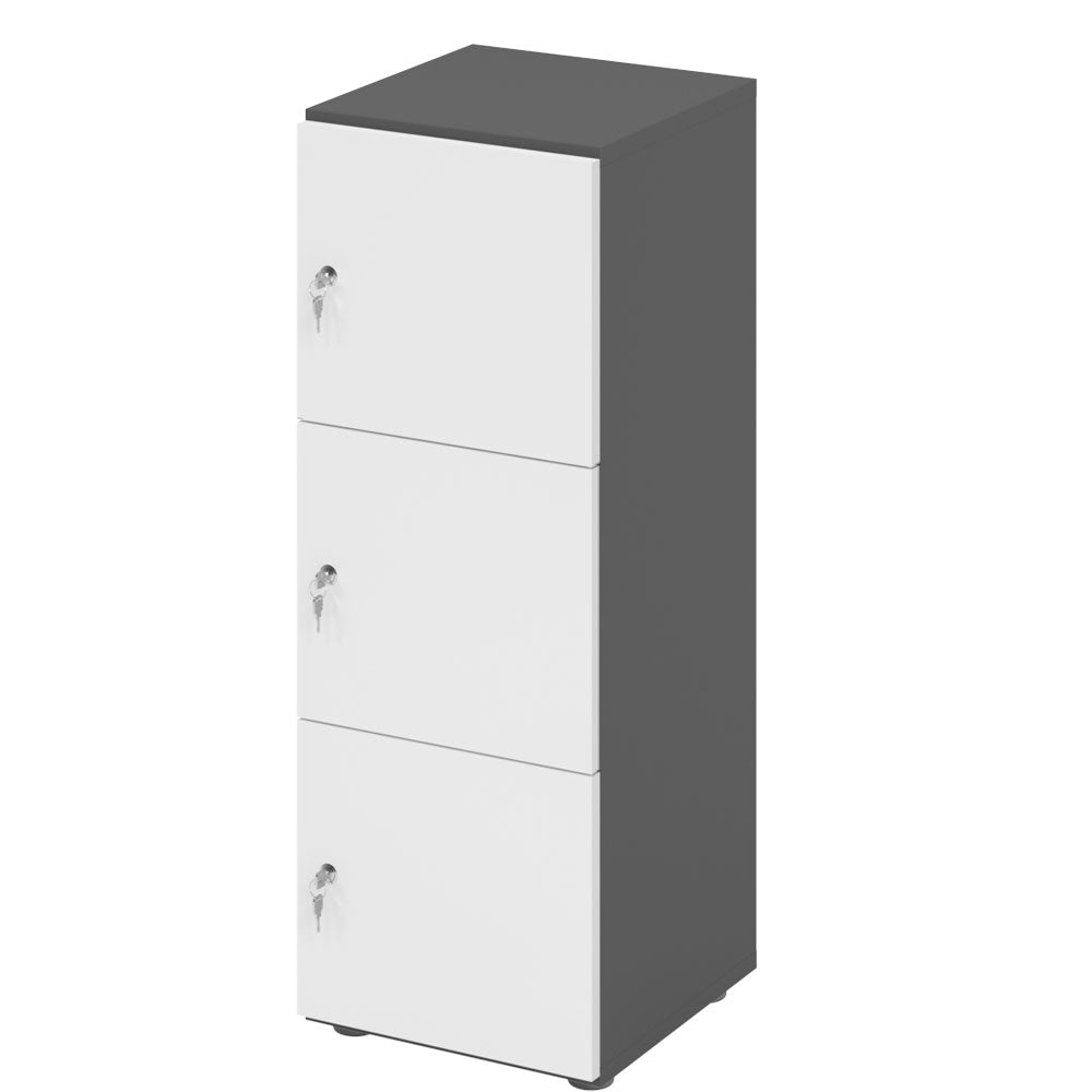 Schließfachschrank - 3 Fächer H110 cm - Locker - Garderobenschrank - fertig montiert - Schranksystem Plus - auf Rechnung bestellen und sparen - Büromöbel Plus