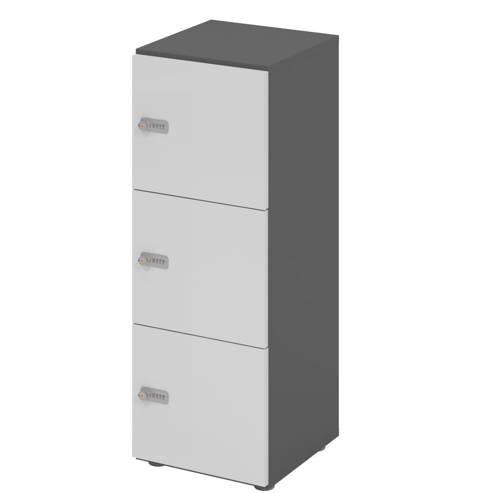 Schließfachschrank - 3 Fächer H110 cm - Locker - Garderobenschrank - fertig montiert - Schranksystem Plus - auf Rechnung bestellen und sparen - Büromöbel Plus