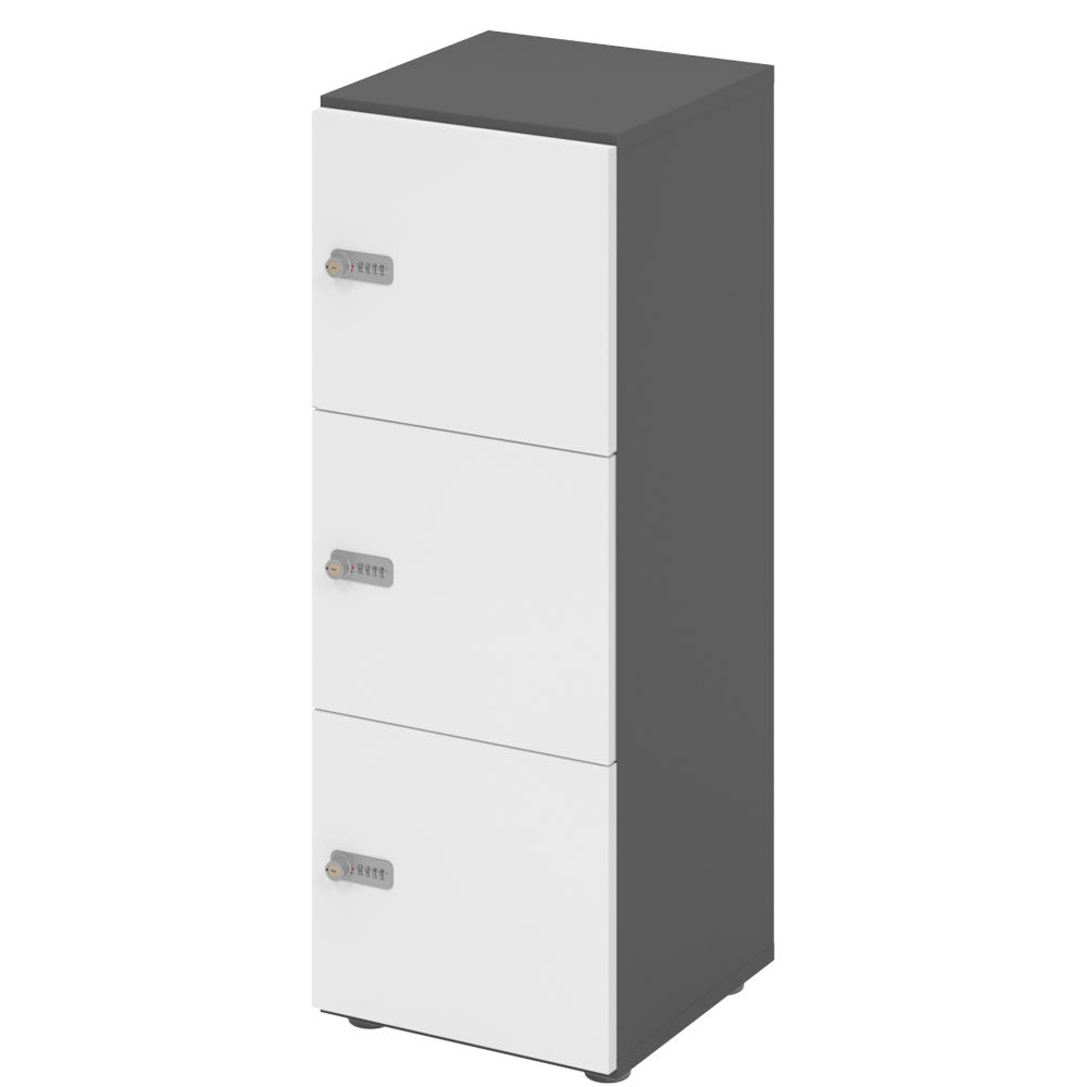 Schließfachschrank - 3 Fächer H110 cm - Locker - Garderobenschrank - fertig montiert - Schranksystem Plus - auf Rechnung bestellen und sparen - Büromöbel Plus