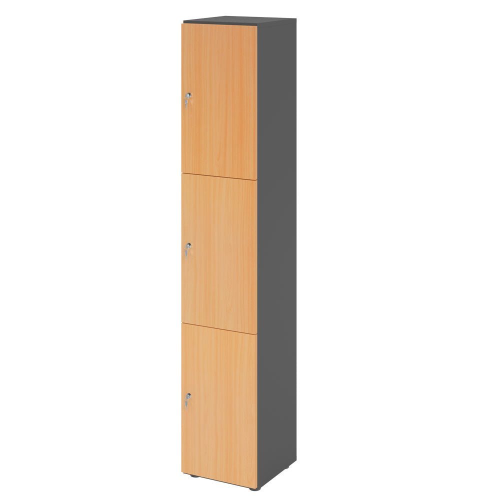 Schließfachschrank - 3 Wert - Fächer H215,6 cm - Locker - Garderobenschrank - fertig montiert - Schranksystem Plus - auf Rechnung bestellen und sparen - Büromöbel Plus