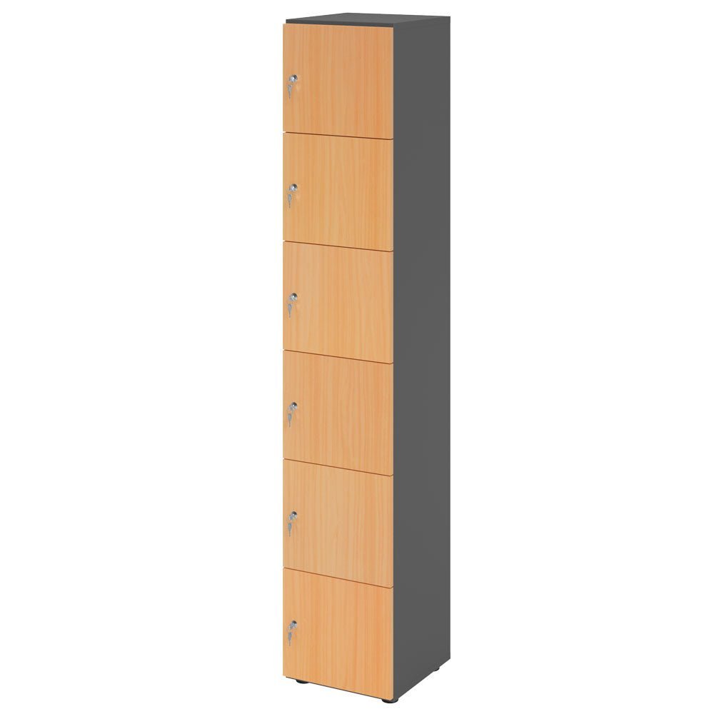 Schließfachschrank - 6 Fächer H215,6 cm - Locker - Garderobenschrank - fertig montiert - Schranksystem Plus - auf Rechnung bestellen und sparen - Büromöbel Plus