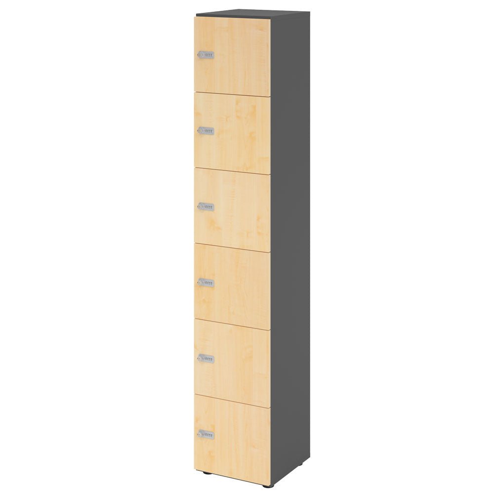 Schließfachschrank - 6 Fächer H215,6 cm - Locker - Garderobenschrank - fertig montiert - Schranksystem Plus - auf Rechnung bestellen und sparen - Büromöbel Plus