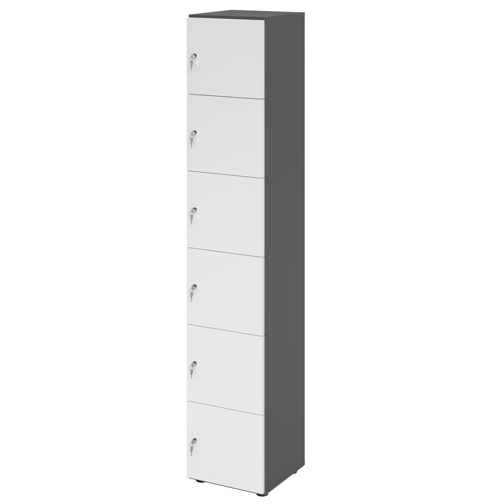 Schließfachschrank - 6 Fächer H215,6 cm - Locker - Garderobenschrank - fertig montiert - Schranksystem Plus - auf Rechnung bestellen und sparen - Büromöbel Plus