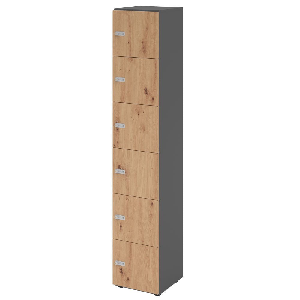 Schließfachschrank - 6 Fächer H215,6 cm - Locker - Garderobenschrank - fertig montiert - Schranksystem Plus - auf Rechnung bestellen und sparen - Büromöbel Plus