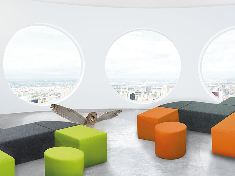 SMV Tube Hocker | Lounge Pouf | Brandschutzzertifiziert | schwer entflammbar nach DIN 66084 p-a | B1