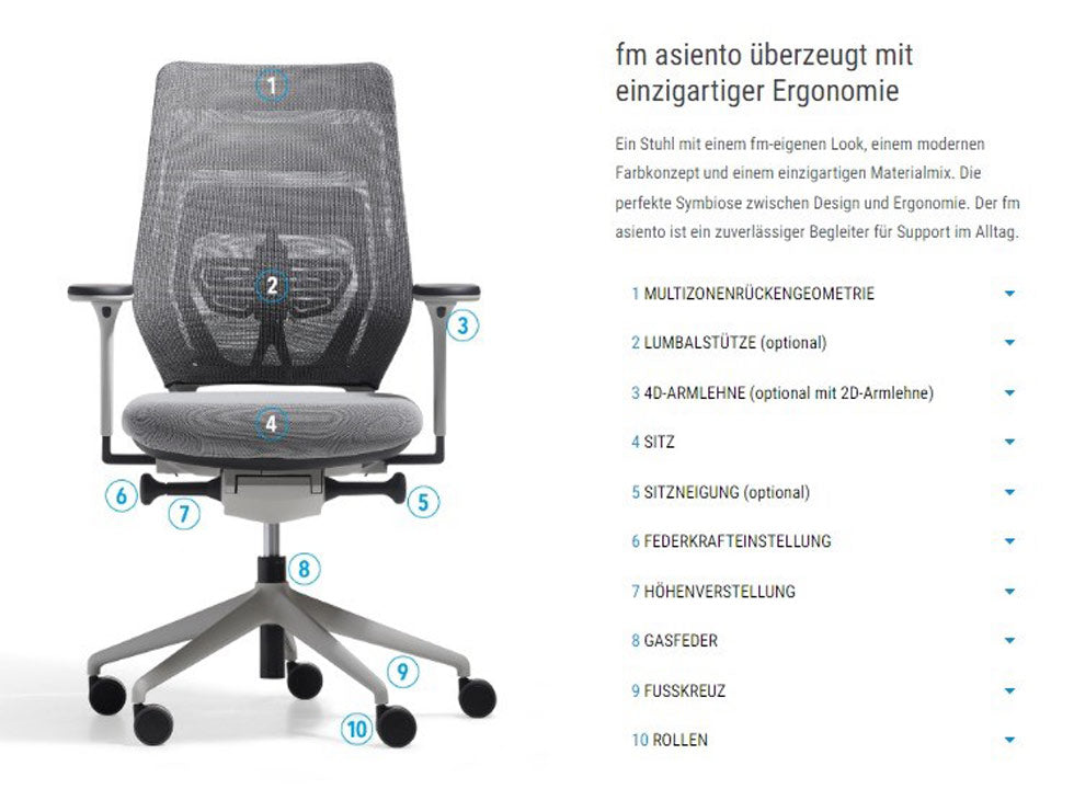 ergonomischer Bürostuhl-asiento-transparent-büromöbel plus-rückenansicht-hellgrau-leasing